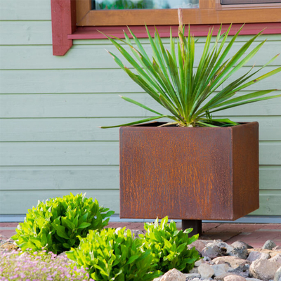 Vườn Corten thép kéo dài Hộp trồng cây lớn Thép chịu thời tiết gỉ cho nhà trang trại