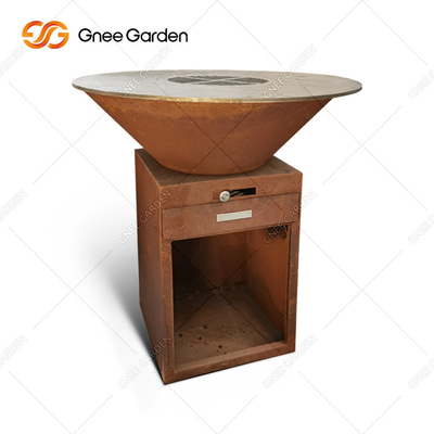 Lò nướng bằng gỗ Corten thép Bbq cho bữa tiệc nướng Brasero rỉ sét ngoài trời