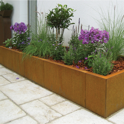 Đường phố ngoài trời Hộp trồng cây hình vuông bằng thép 0,8mm Corten cho công viên công cộng Bằng chứng thời tiết