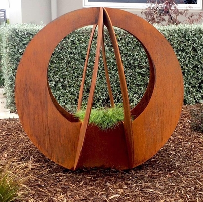 Cây trồng kim loại ngoài trời hiện đại Rusty Red Cây trồng bằng thép Corten có thể tùy chỉnh
