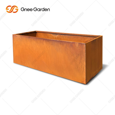 Chậu cây thép kim loại tùy chỉnh Thiết kế hiện đại Hộp dài trồng cây thép Corten