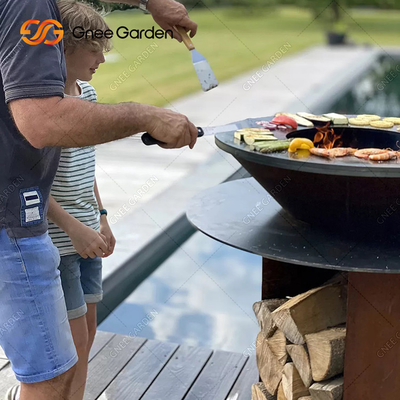 Lò nướng bằng gỗ Corten thép Bbq cho bữa tiệc nướng ngoài trời