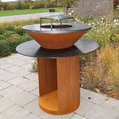Khu vườn ngoài trời Bbq Bếp nướng Lò nướng bằng thép Corten Đốt gỗ