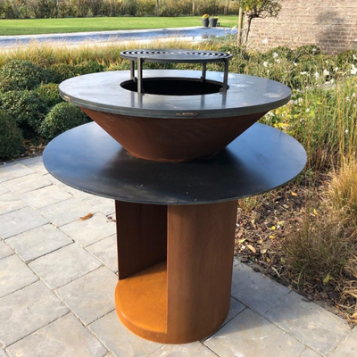 Lò nướng than BBQ ngoài trời bằng kim loại Garden Corten Steel Pre Rusted