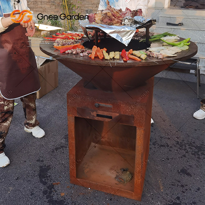 Nấu ăn ngoài trời Nướng BBQ hạng nặng Bếp lửa cổ Corten Đồ nướng bằng kim loại