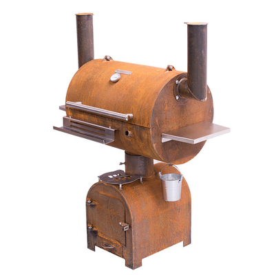 Lò nướng BBQ ngoài trời bằng thép Corten Lò nướng than với tấm nướng hình tròn Plancha