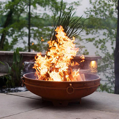 37 inch thời tiết thép tròn thép chịu lửa Hố cắm trại di động ngoài trời Brazier