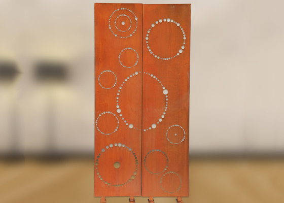 1800x900mm Đồ trang trí sân vườn bằng kim loại Màn hình trang trí bằng thép Corten Mẫu hình tròn