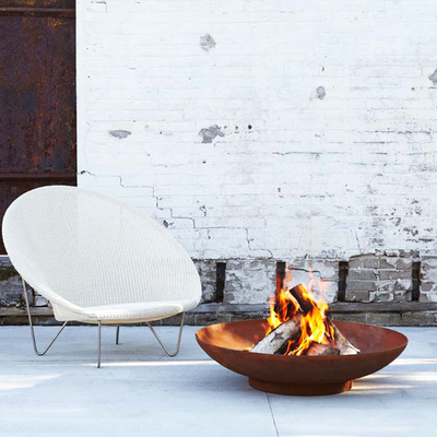 Làm bằng gỗ tròn đốt bằng thép Corten Nơi giữ ấm Giữ ấm Sử dụng trong vườn