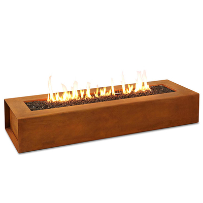 Hệ thống sưởi khí Propane Hố lửa bằng thép Corten 1200 X 600 X 320mm Trang trí sân trong