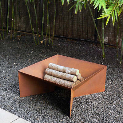 Hình vuông bằng gỗ Đốt Corten Thép Hố dày 3mm