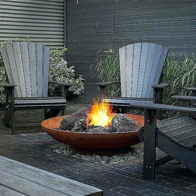 Thời tiết Corten Thép sân trong bằng kim loại Cột lửa Hố đốt bằng thép cacbon nửa quả cầu Firepit