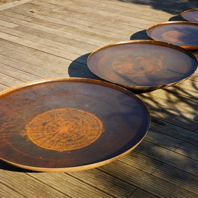 Patio thép kim loại gỗ đốt hố lửa cho sân vườn