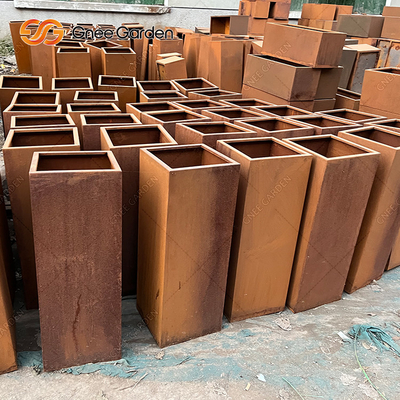 Hộp trồng cây bằng kim loại gỉ 2.0-10mm Trang trí sân vườn Chậu cây bằng thép Corten