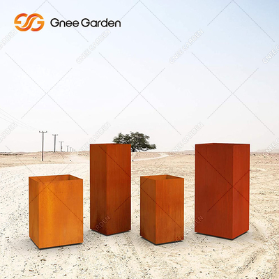 Hình vuông lớn ngoài trời trồng kim loại Chậu hoa bằng thép Corten Tùy chỉnh