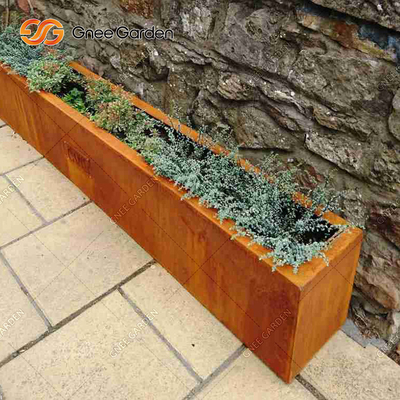 Hình vuông lớn ngoài trời trồng kim loại Chậu hoa bằng thép Corten Tùy chỉnh