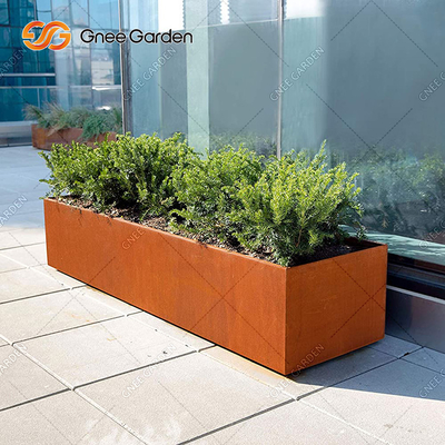 Hình vuông lớn ngoài trời trồng kim loại Chậu hoa bằng thép Corten Tùy chỉnh