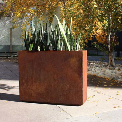 Tùy chỉnh Corten Steel Planter Chậu hoa kim loại hình vuông ngoài trời lớn