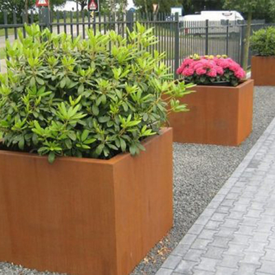 Dòng kim loại Máy trồng cây thời tiết Hộp trồng cây bằng thép Corten Nồi trồng cây bằng thép