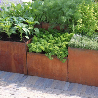 Dòng kim loại Máy trồng cây thời tiết Hộp trồng cây bằng thép Corten Nồi trồng cây bằng thép