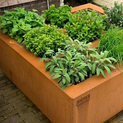 Dòng kim loại Máy trồng cây thời tiết Hộp trồng cây bằng thép Corten Nồi trồng cây bằng thép