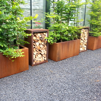 Dòng kim loại Máy trồng cây thời tiết Hộp trồng cây bằng thép Corten Nồi trồng cây bằng thép