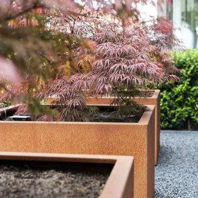 Chậu trồng hoa bằng thép Corten hình chữ nhật