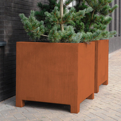 Chậu trồng hoa bằng thép Corten hình chữ nhật