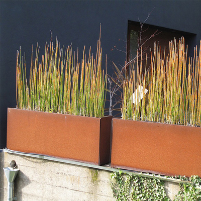 Chậu trồng hoa bằng thép Corten hình chữ nhật