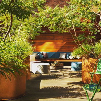 Chậu trồng hoa bằng thép Corten hình chữ nhật