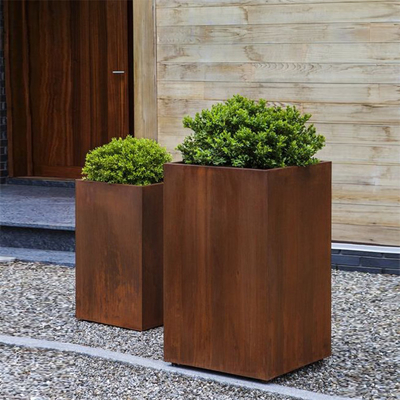 Vườn Corten thép kéo dài Hộp trồng cây lớn Thép chịu thời tiết gỉ cho nhà trang trại