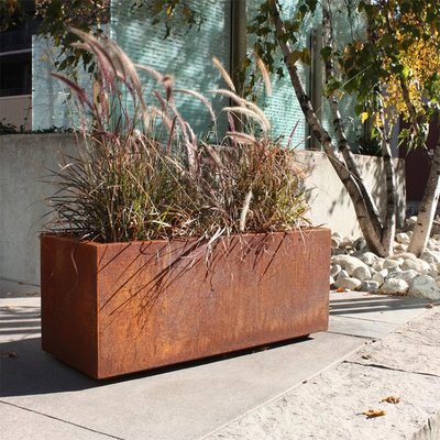 Vườn Corten thép kéo dài Hộp trồng cây lớn Thép chịu thời tiết gỉ cho nhà trang trại