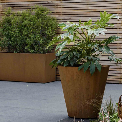Hộp trồng cây bằng kim loại gỉ 2.0-10mm Trang trí sân vườn Chậu cây bằng thép Corten