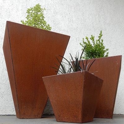 Chậu trồng cây bằng thép Corten lớn có thể tùy chỉnh cho sân vườn Chứng nhận SGS TUV CE