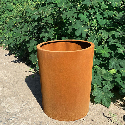 Sân sau ngoài trời Tròn ngoài trời Corten Chậu hoa bằng kim loại Hộp trồng cây