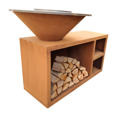 Nấu ăn ngoài trời Lò nướng Bbq Sân vườn Sân ngoài trời bằng thép Corten Lò nướng Bbq ngoài trời
