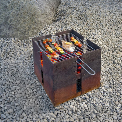 Lò nướng ngoài trời thân thiện với môi trường Rust Corten Steel Bbq Grill Bằng chứng thời tiết