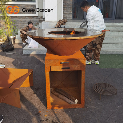 Lò sưởi bằng thép Corten được phong hóa trước Lò nướng than có kích thước tùy chỉnh