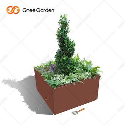 Kim loại uốn cong Hộp trồng cây bằng thép gỉ Corten trong sân ngoài trời