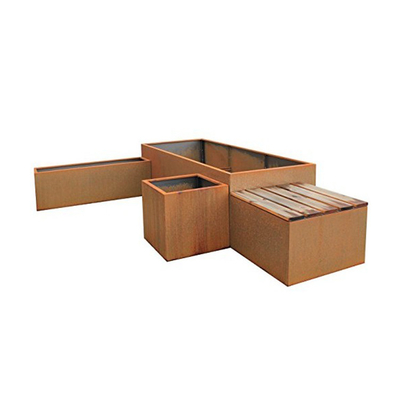 Kim loại uốn cong Hộp trồng cây bằng thép gỉ Corten trong sân ngoài trời