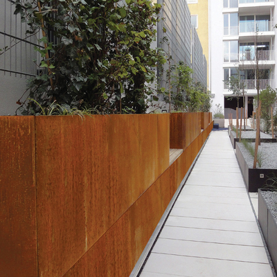 Hộp trồng cây kim loại mộc mạc bằng thép Corten Hình vuông Cắt laser