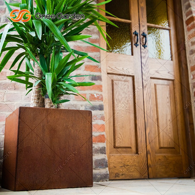 Chậu hoa bằng thép hình vuông dài tùy chỉnh của SGS Chống chịu thời tiết thời trang