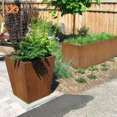 OEM ODM Hộp trồng cây bằng kim loại hình chữ nhật nâng lên Thép Corten