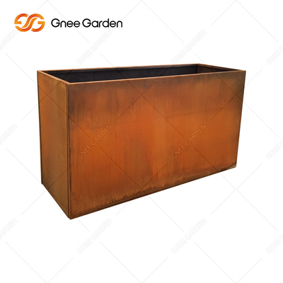 Thép Corten mộc mạc Hộp trồng cây kim loại lớn hình chữ nhật có thể tháo rời ngoài trời