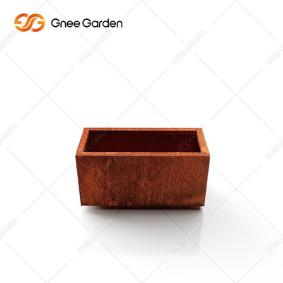 Hình vuông Hình dạng khối Corten Thép trồng cây Chậu hoa kim loại cho sân vườn