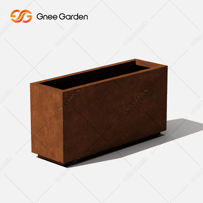 Chậu cây thép kim loại tùy chỉnh Thiết kế hiện đại Hộp dài trồng cây thép Corten