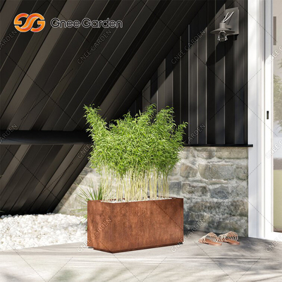 Gỗ tổng hợp rắn chắc bằng kim loại Giá đỡ chậu hoa Corten Steel Planter