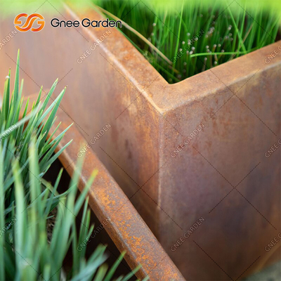 Corten thép hình chữ nhật Chậu hoa bằng kim loại Rusty Nursery Planter Độ dày 2mm