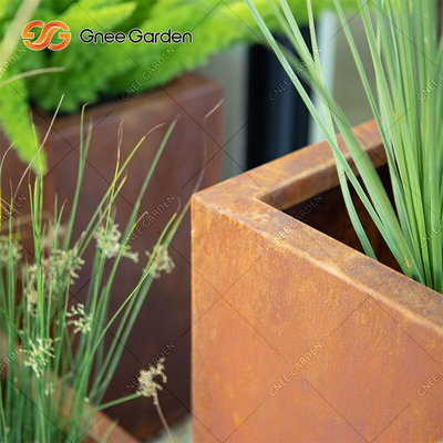 Hộp trồng cây kim loại hình chữ nhật 90 * 25 * 25cm Thép Corten