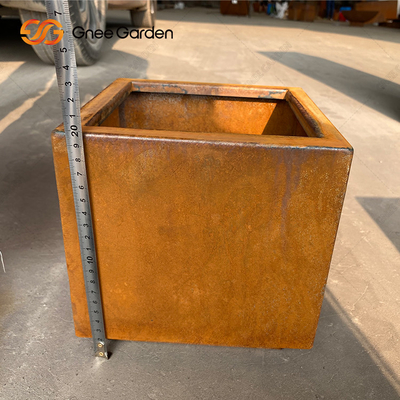 Corten thép vuông gỉ hộp trồng cây chịu thời tiết cho hoa
